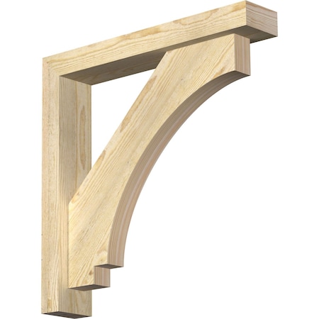 Imperial Block Rough Sawn Bracket W/ Offset Brace, Douglas Fir, 4W X 22D X 22H